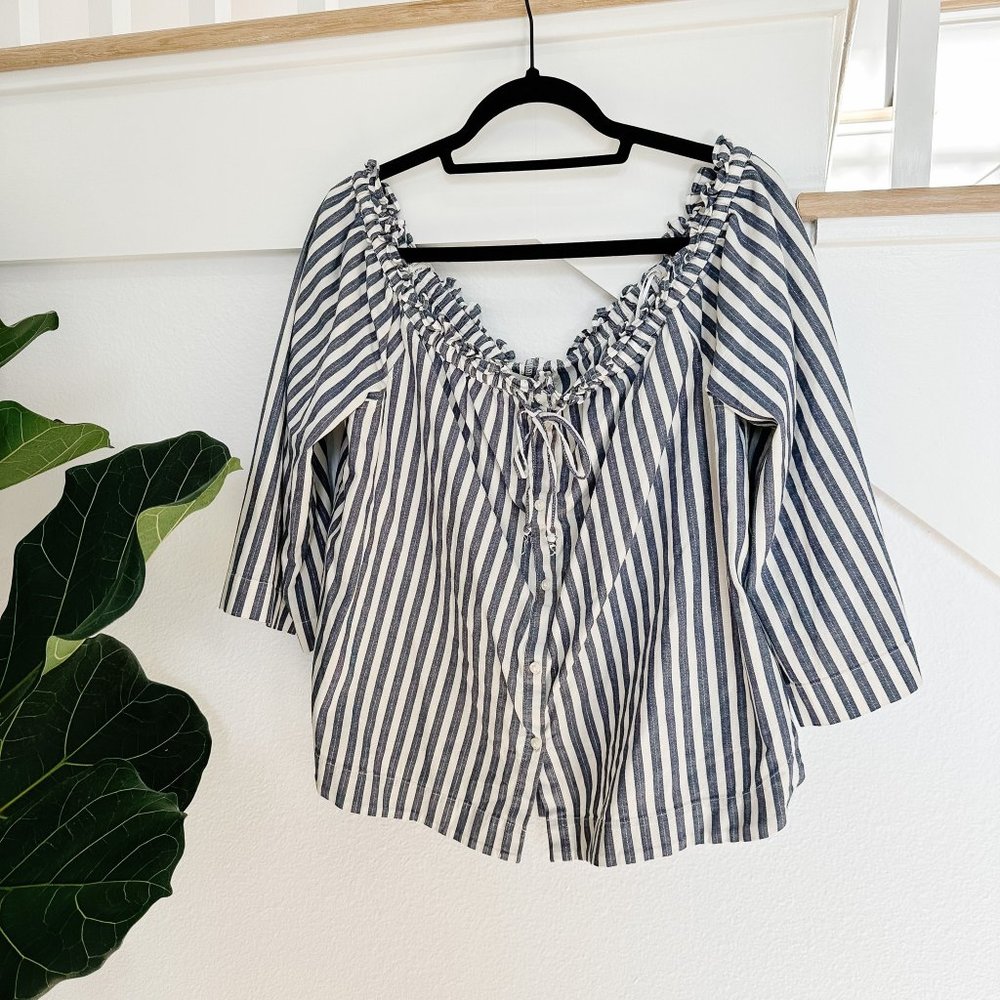 Madewell Off The Shoulder Preppy Top Size XXL
